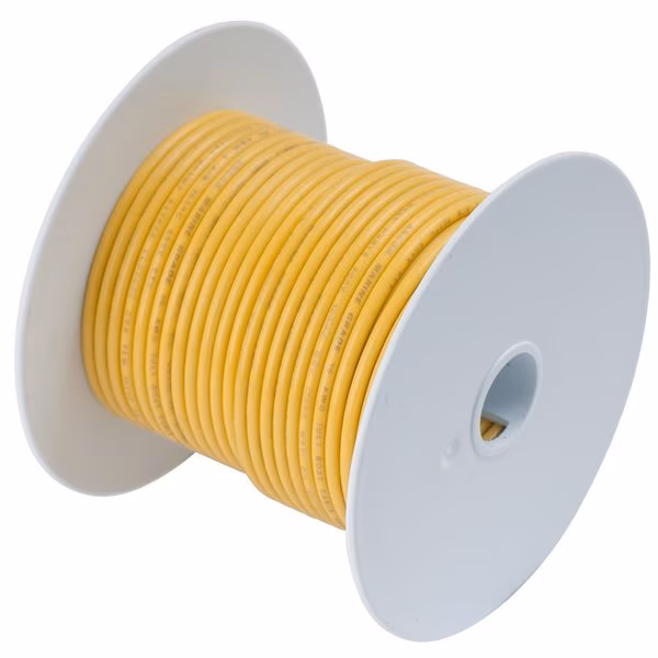 Primary Wire, Marine, 14 AWG, Copper, Yellow, Vinyl Jacket, Stranded